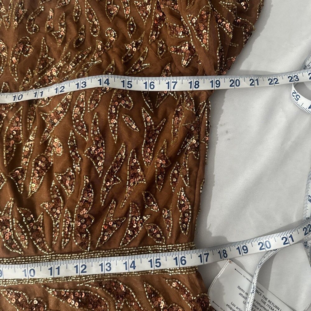 NWT Mac Duggal‎ [ 16W ] 5518 Embellished Long Sleeve High Neck Dress Copper - Picture 4 of 12